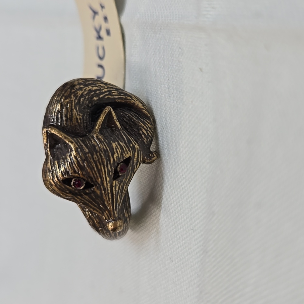 NEW Lucky Brand Fox Ring with Red Gem Eyes